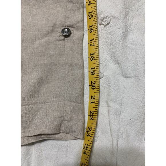 INC Women's Linen Pants Size 16 Brown Roll Tab Drawstring Zip Coastal Resort - Picture 5 of 9